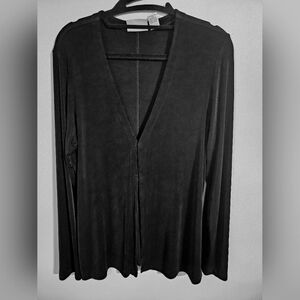 CHICO'S TRAVELERS Unlined Black Jacket Single Hook/Eye Closure - Sz 1 (M)